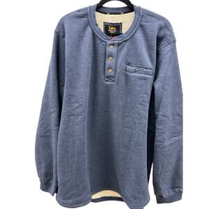 LEE PREMIUM SELECT Sherpa Lined Outdoor Henley Sweater XL Dark Blue NWT
